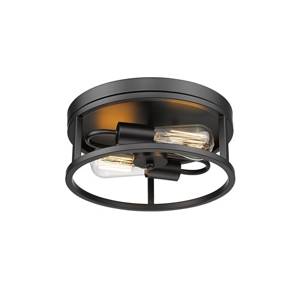 Bethel International 12-in Black Contemporary Incandescent Flush Mount Light