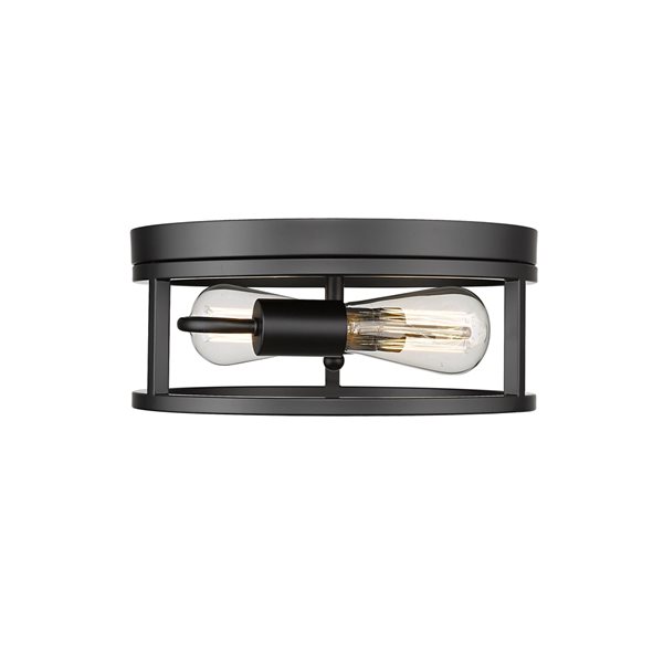 Bethel International 12-in Black Contemporary Incandescent Flush Mount Light