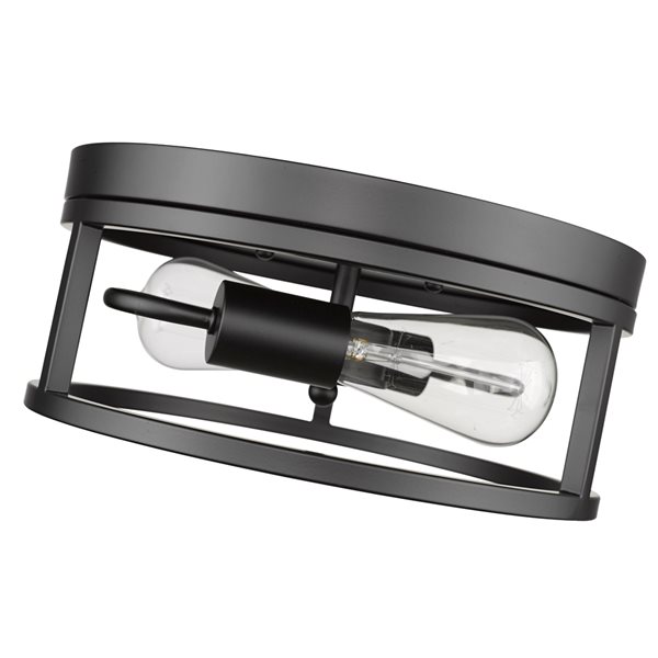 Bethel International 12-in Black Contemporary Incandescent Flush Mount Light