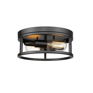 Bethel International 12-in Black Contemporary Incandescent Flush Mount Light