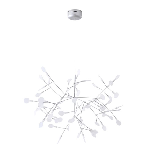 Bethel International 63-Light Silver Contemporary LED Chandelier with Adjustable Cord