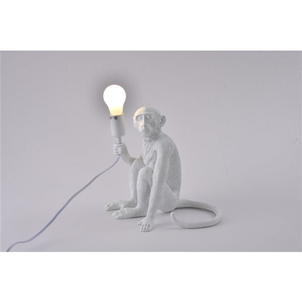 Bethel International 12.6-in White Incandescent In-line Standard Table Lamp with Sitting Monkey