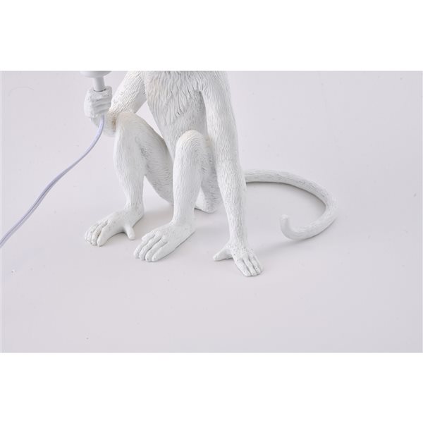 Bethel International 12.6-in White Incandescent In-line Standard Table Lamp with Sitting Monkey
