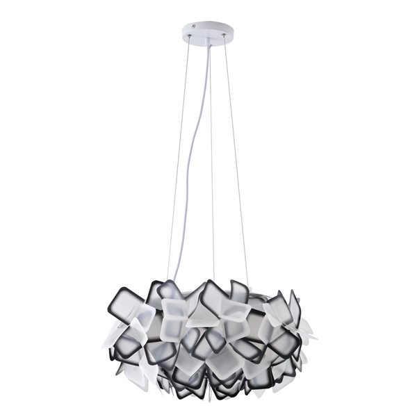 Bethel International 1-Light White and Black Contemporary LED Chandelier with Adjustable Cord