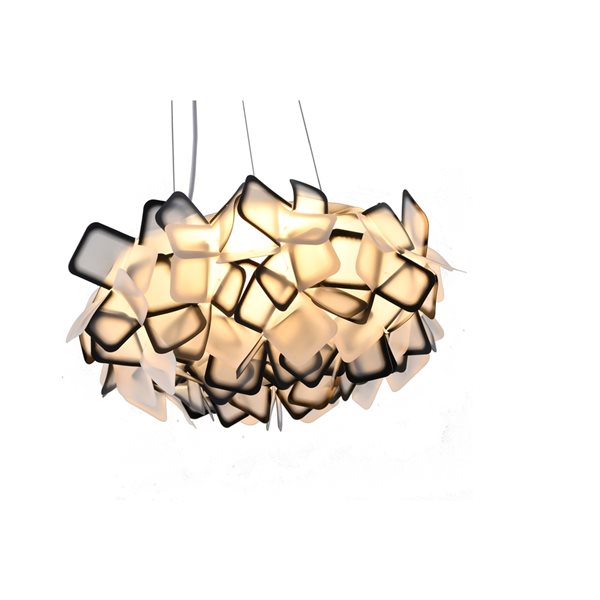 Bethel International 1-Light White and Black Contemporary LED Chandelier with Adjustable Cord