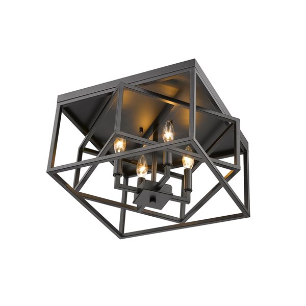 Bethel International 16-in Black Contemporary Incandescent Flush Mount Light