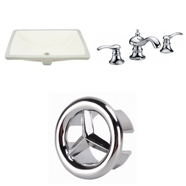 American Imaginations Beige 18.25-in Undermount Rectangular Bathroom Sink with Chrome Hardware (No drain included)