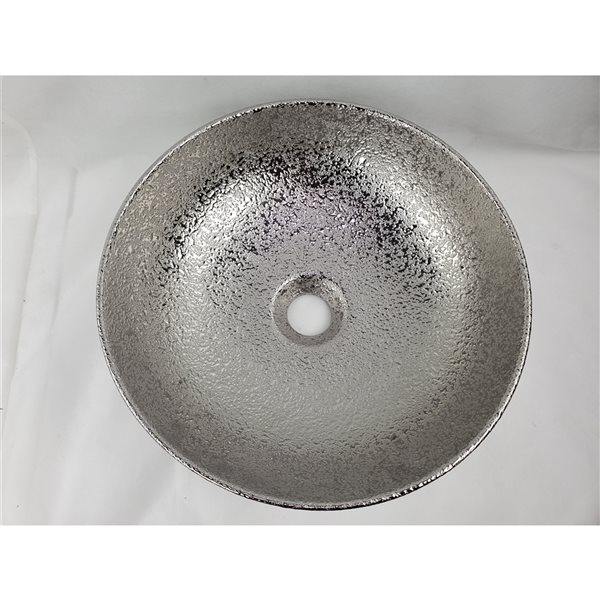 American Imaginations Silver 13.98-in Vessel Round Bathroom Sink with Chrome Hardware