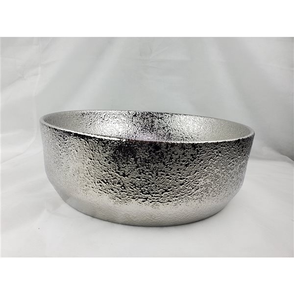American Imaginations Silver 13.98-in Vessel Round Bathroom Sink with Chrome Hardware