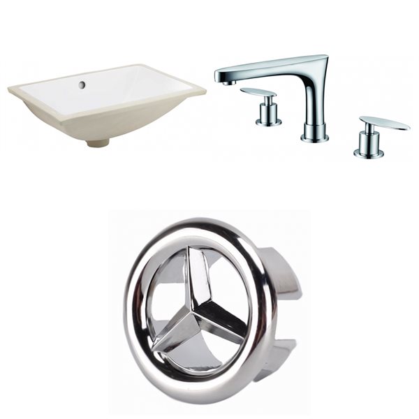 American Imaginations White 18.25-in Undermount Rectangular Bathroom Sink with Chrome Hardware (No drain included)