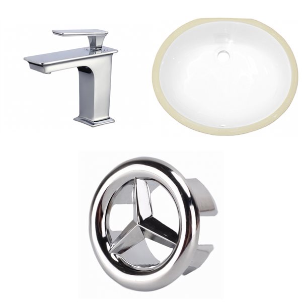American Imaginations White 18.25-in Undermount Oval Bathroom Sink (No drain included)