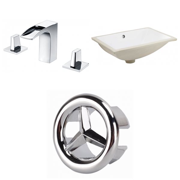 American Imaginations White 20.75-in Undermount Rectangular Bathroom Sink with Chrome Hardware (No drain included)