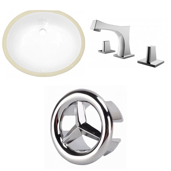 American Imaginations White 19.5-in Undermount Oval Bathroom Sink - Chrome Hardware