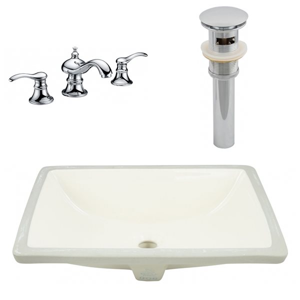 American Imaginations Beige 20.75-in Undermount Rectangular Bathroom Sink with Chrome Hardware