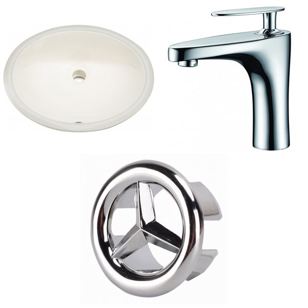 American Imaginations Beige 19.5-in Undermount Oval Bathroom Sink with Chrome Hardware