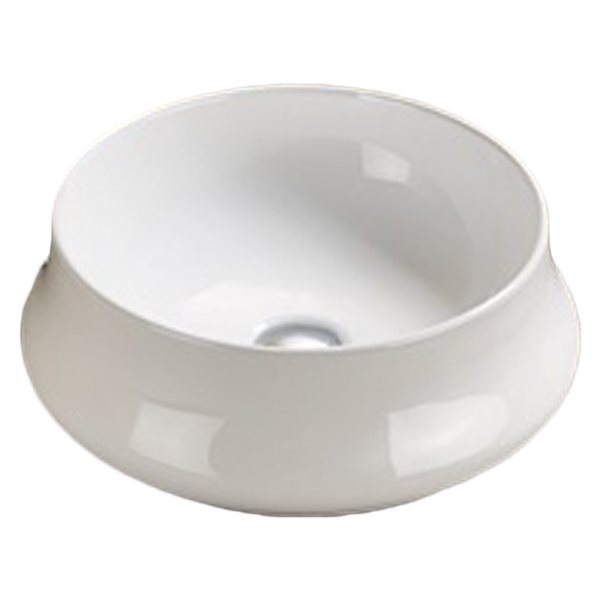American Imaginations White 15.35-in Vessel Round Bathroom Sink with Chrome Hardware