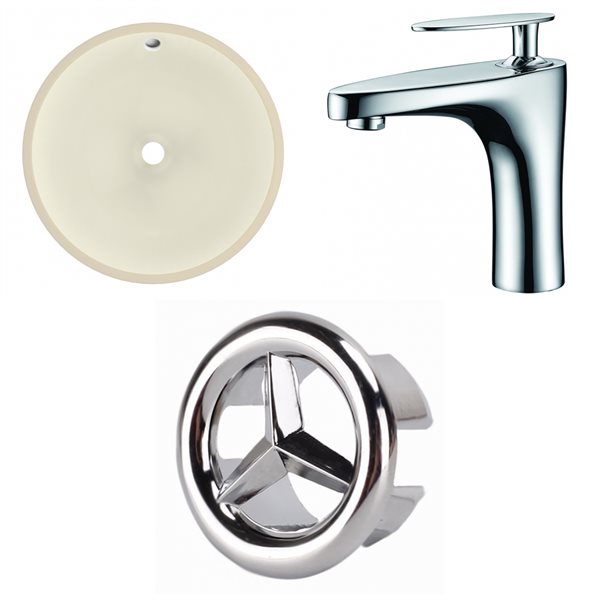 American Imaginations Beige 16-in Undermount Round Bathroom Sink with Chrome Hardware (No drain included)