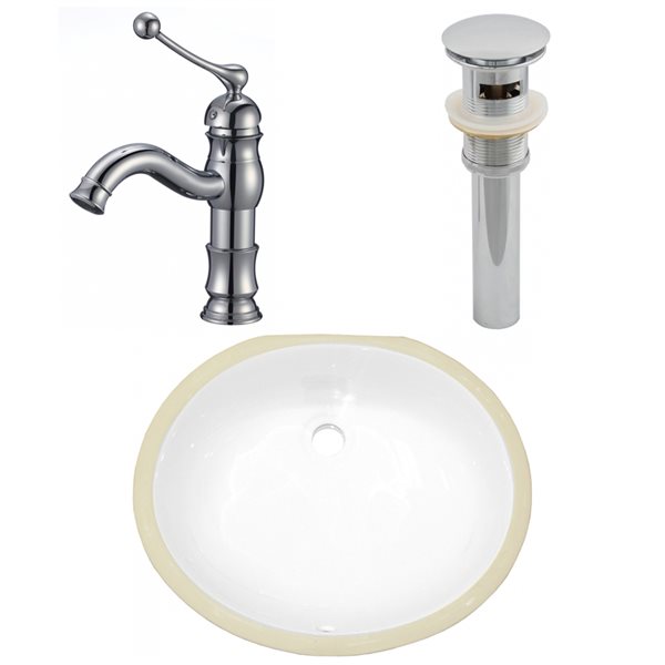 American Imaginations White 16.5-in Undermount Oval Bathroom Sink with Chrome Hardware