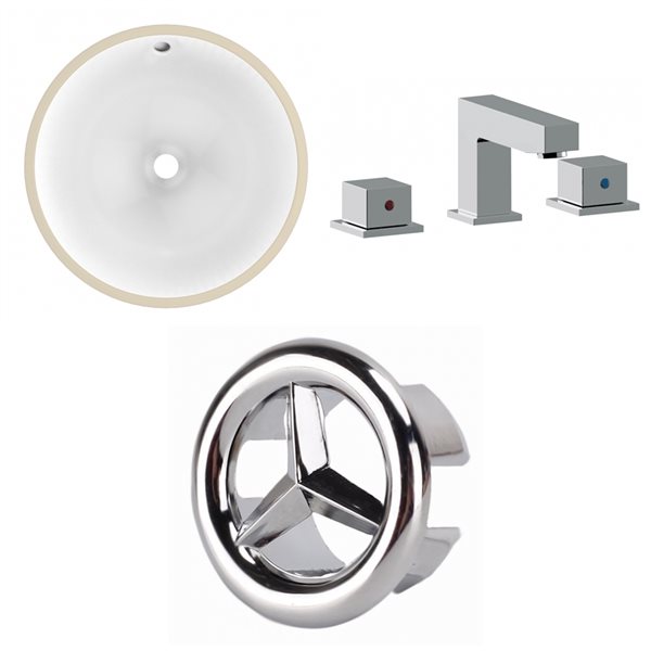 American Imaginations White 16.5-in Undermount Round Bathroom Sink - Chrome Hardware (No drain included)