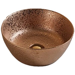 Lavabo vasque rond bronze huilé de 14,09 po par American Imaginations, quincaillerie chrome