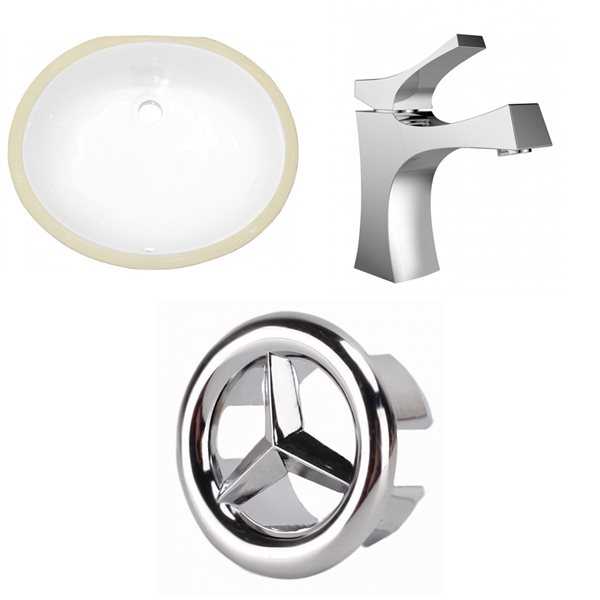 American Imaginations White 19.5-in Undermount Oval Bathroom Sink with Chrome Hardware