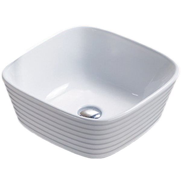 American Imaginations White 15.74-in Vessel Square Bathroom Sink with Chrome Hardware