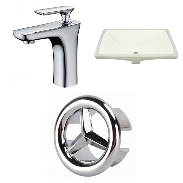 American Imaginations Beige 20.75-in Undermount Rectangular Bathroom Sink with Chrome Hardware (No drain included)