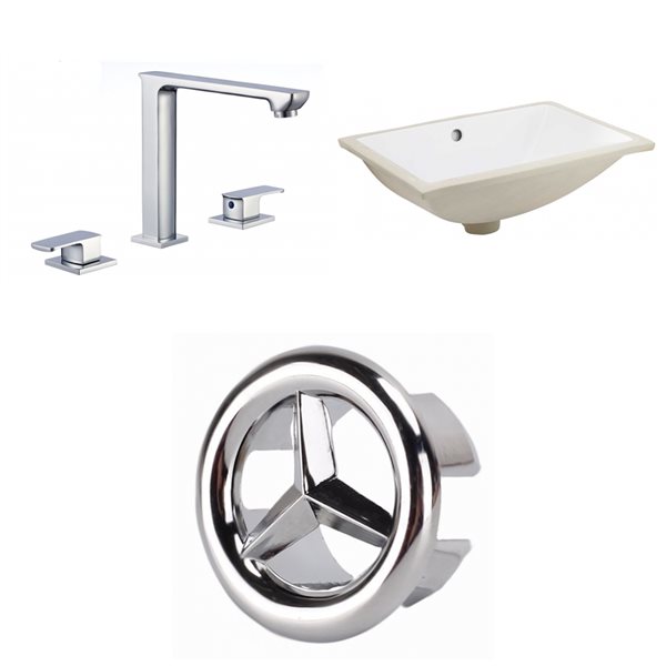 American Imaginations White 20.75-in Undermount Rectangular Bathroom Sink with Chrome Hardware (No drain included)
