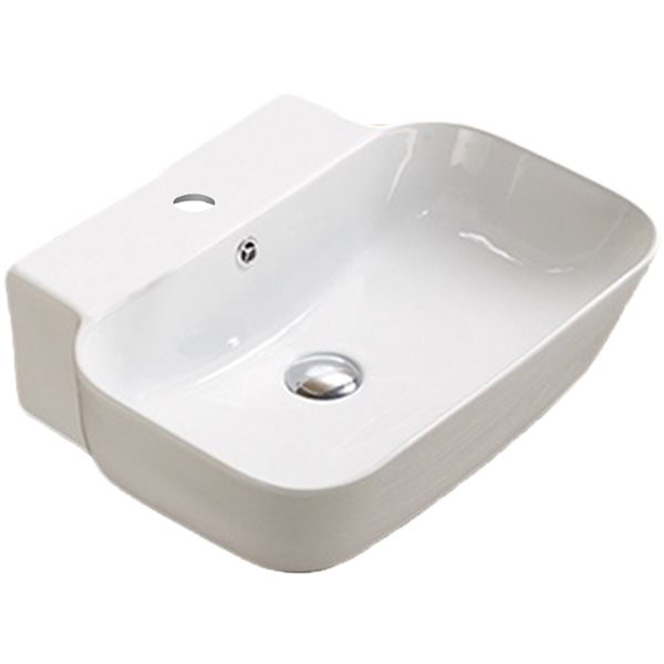 American Imaginations White 20-in Vessel Rectangular Bathroom Sink with Chrome Hardware