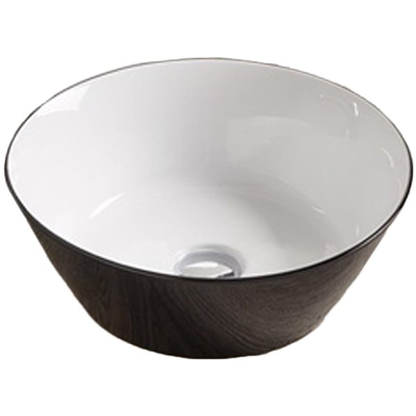 American Imaginations Black and White 15.9-in Vessel Round Bathroom Sink with Chrome Hardware