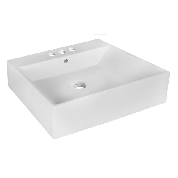 American Imaginations White 20.5-in Vessel Rectangular Bathroom Sink - Chrome Hardware (No drain included)