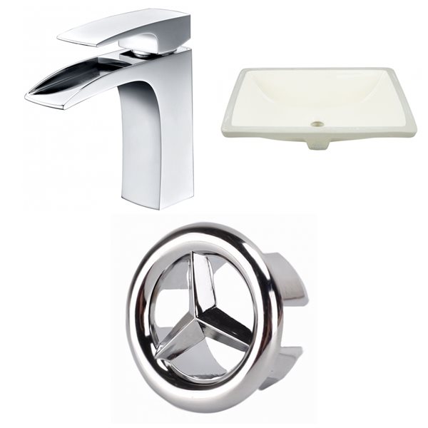 American Imaginations Beige 20.75-in Undermount Rectangular Bathroom Sink with Chrome Hardware (No drain included)