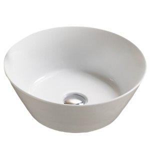 American Imaginations White 15.94-in Vessel Round Bathroom Sink with Chrome Hardware (No drain included)