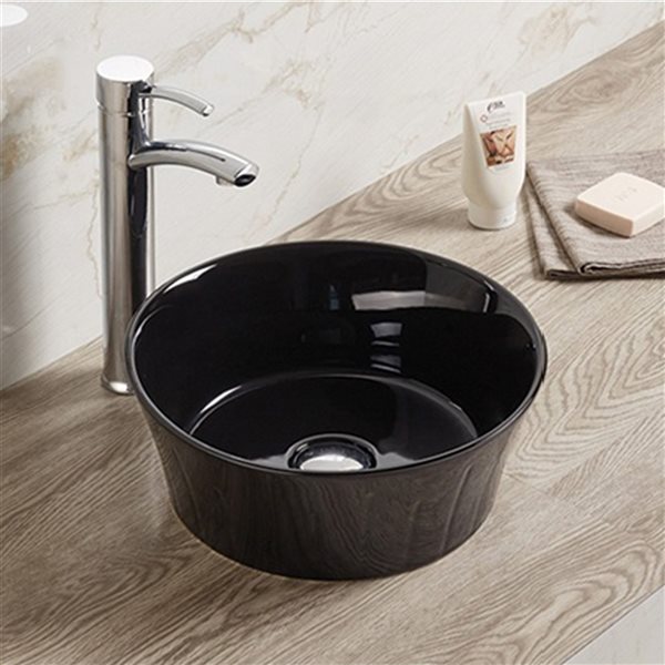 American Imaginations Black 14.09-in Vessel Round Bathroom Sink with ...