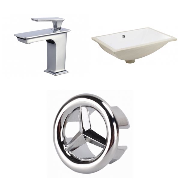 American Imaginations White 20.75-in Rectangular Undermount Bathroom Sink - Chrome Hardware (No drain included)