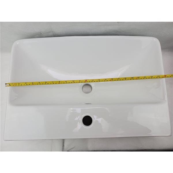 American Imaginations White 23.81-in Vessel Rectangular Bathroom Sink - Chrome Hardware (No drain included)