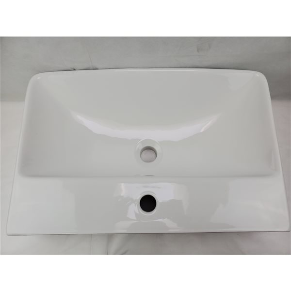 American Imaginations White 23.81-in Vessel Rectangular Bathroom Sink - Chrome Hardware (No drain included)