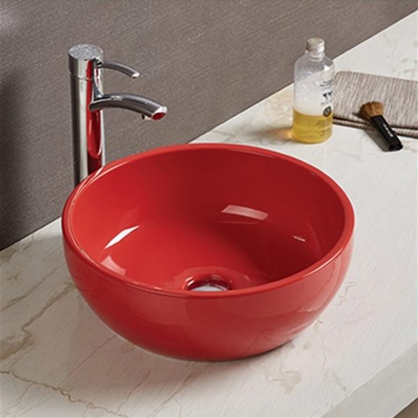 American Imaginations Red 16.14-in Vessel Round Bathroom
