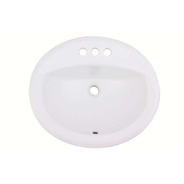 American Imaginations White 21-in Drop-in Oval Bathroom Sink with White Hardware