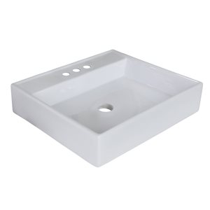 Lavabo vasque carré blanc de 17 po par American Imaginations et quincaillerie chrome