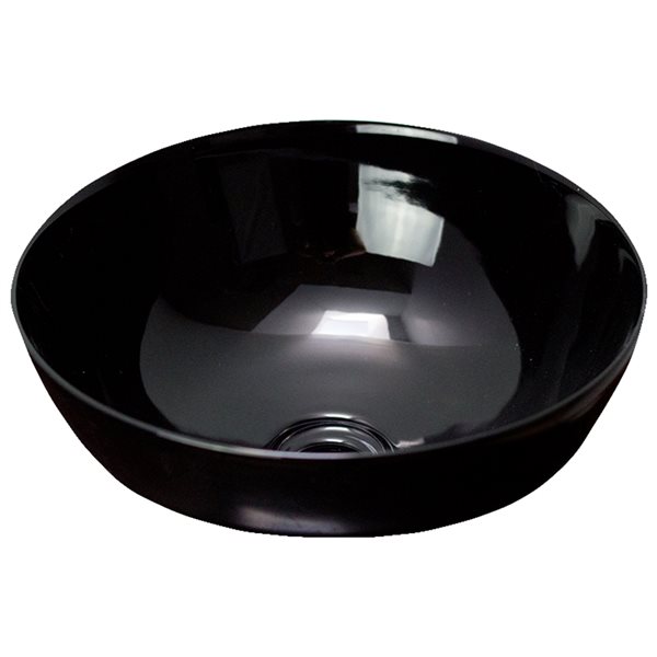 American Imaginations Black 14.09-in Vessel Round Bathroom Sink - Chrome Hardware Included