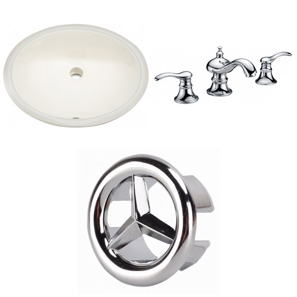 American Imaginations Beige 19.5-in Undermount Oval Bathroom Sink with Chrome Hardware