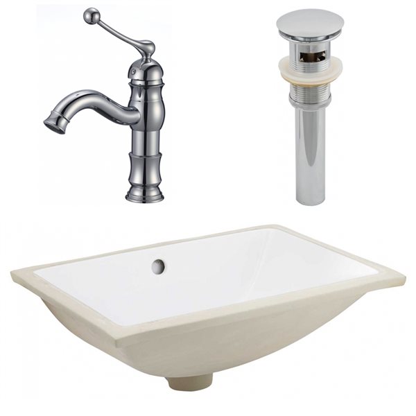 American Imaginations White 20.75-in Undermount Rectangular Bathroom Sink with Chrome Hardware