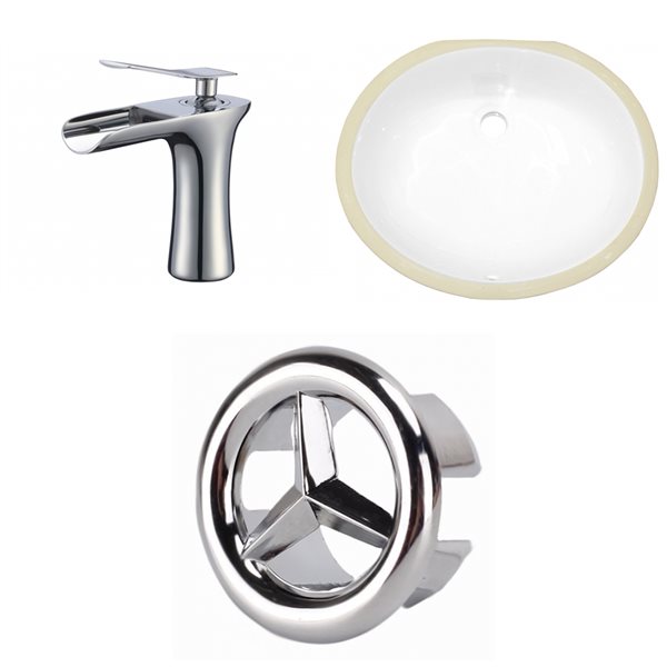 American Imaginations White 16.5-in Undermount Oval Bathroom Sink (No drain included)