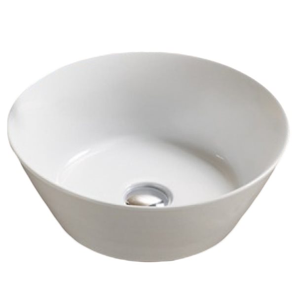 American Imaginations White 15.94-in Vessel Round Bathroom Sink and Chrome Hardware (No drain included)