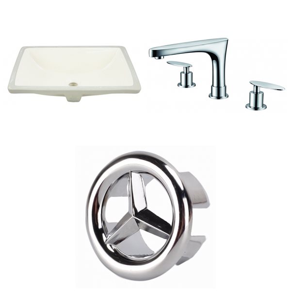 American Imaginations Beige 20.75-in Undermount Rectangular Bathroom Sink with Chrome Hardware (No drain included)