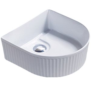 American Imaginations White 13.85-in Vessel Irregular Bathroom Sink with Chrome Hardware (No drain included)