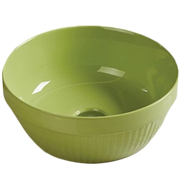 American Imaginations Olive Green 14.09-in Vessel Round Bathroom Sink with Chrome Hardware