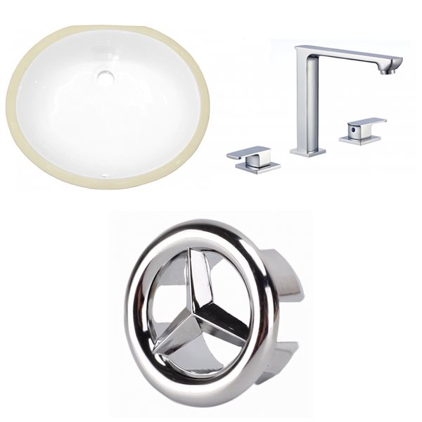 American Imaginations White 19.5-in Undermount Oval Bathroom Sink with Chrome Hardware