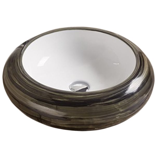 American Imaginations Black and White 19.3-in Vessel Round Bathroom Sink with Chrome Hardware